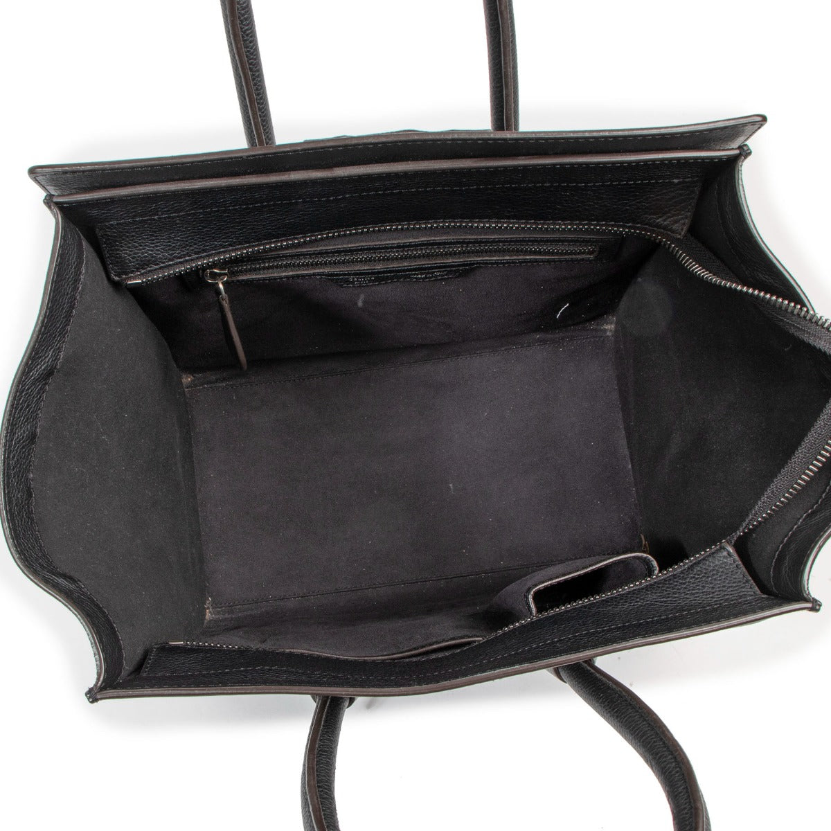 Celine Black Drummed Leather Mini Luggage Tote Bag