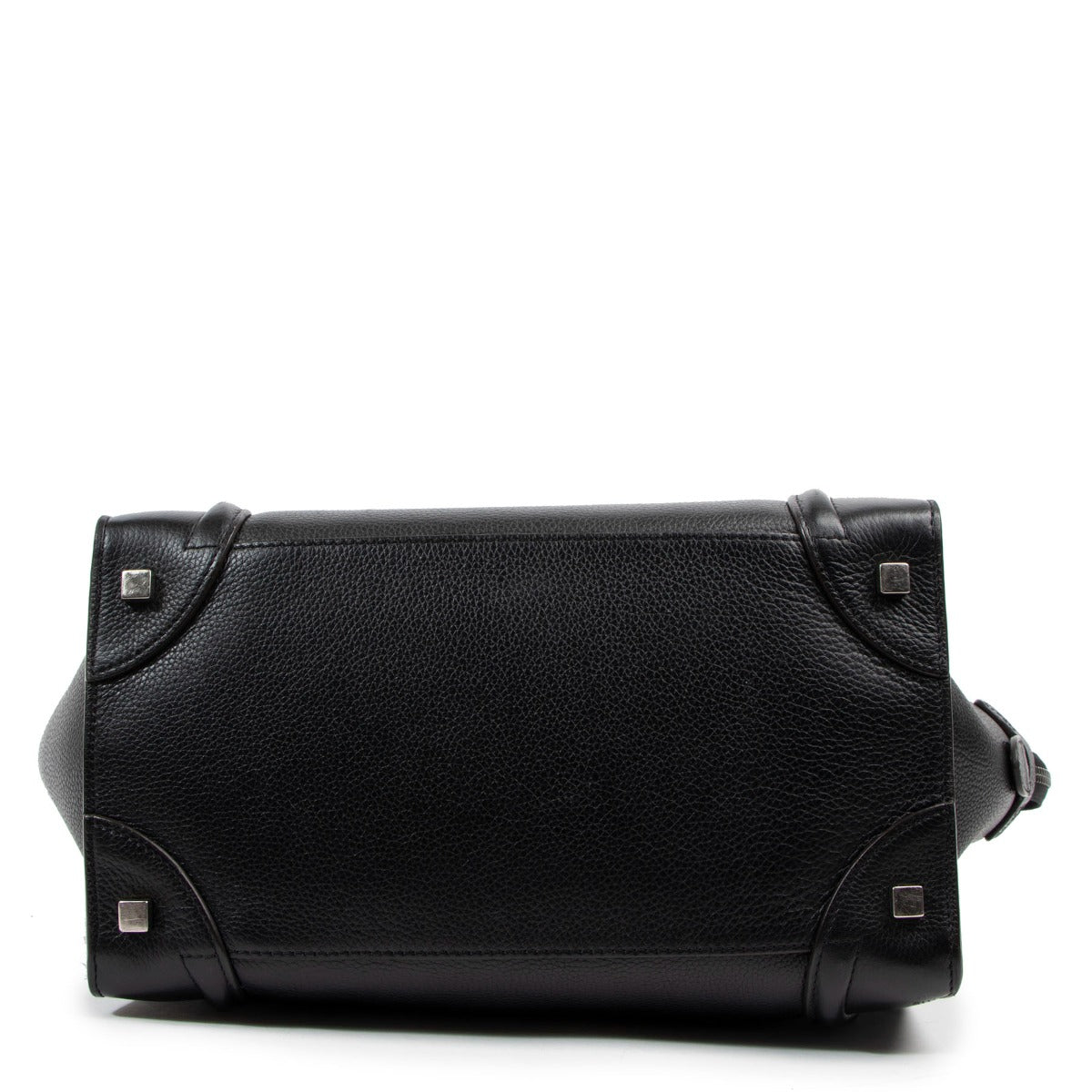 Celine Black Drummed Leather Mini Luggage Tote Bag