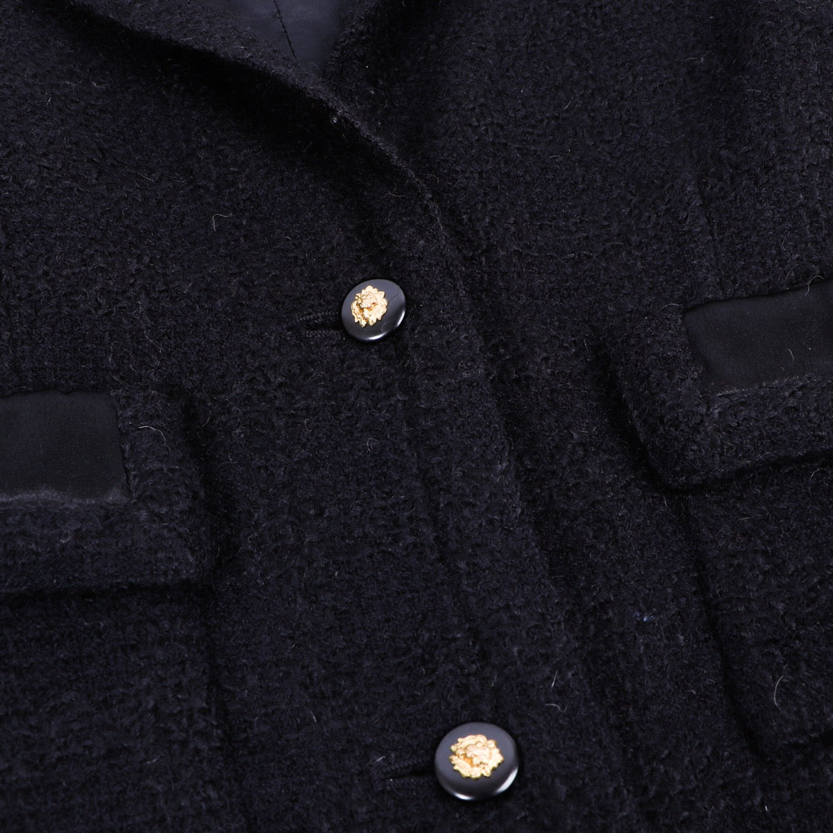 Buy an authentic second hand Chanel Créations-Paris 1971 Black Wool Tweed Jacket - Size 8 in very good condition at Labellov.com