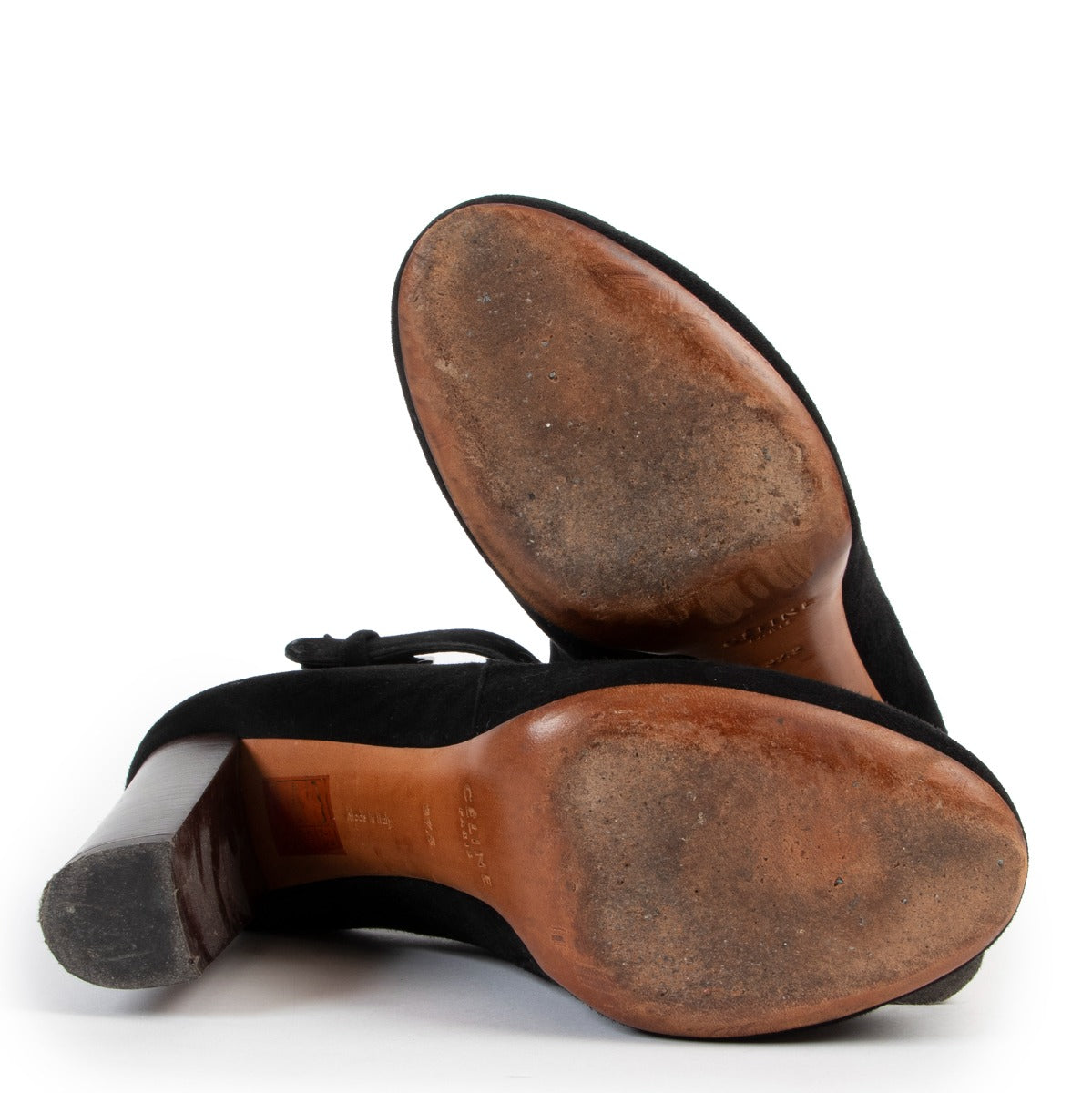 Shop authentic second hand luxury high-end designer Celine AW10 Black Suede Open Strap Boots at Labellov