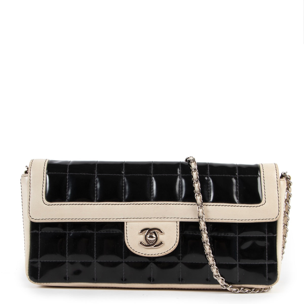 shop online vintage second hand Chanel East West Chocolate Bar Black Patent Leather Bag by labellov for the best price