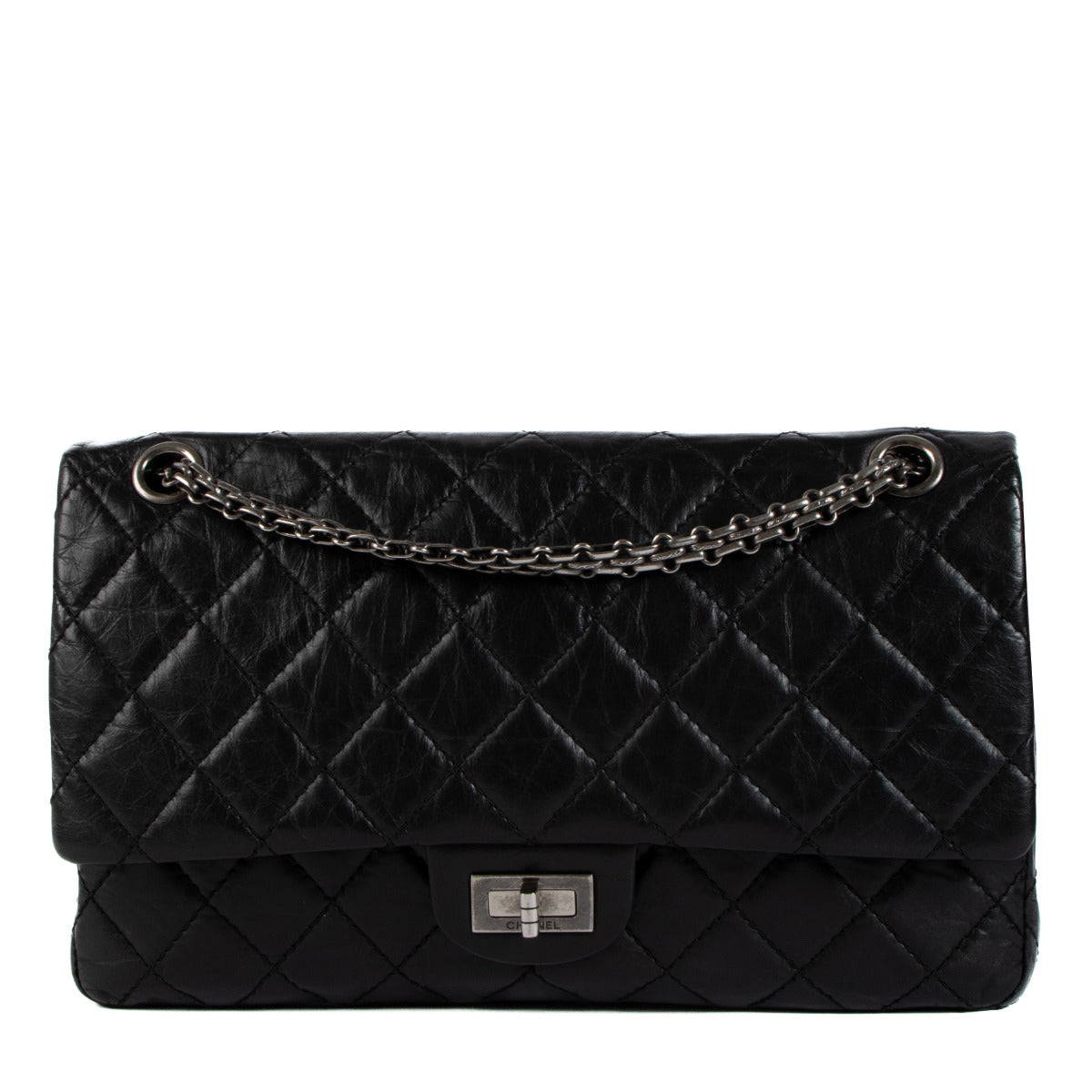 Chanel Black Aged Calfskin Medium 2.55 Bag