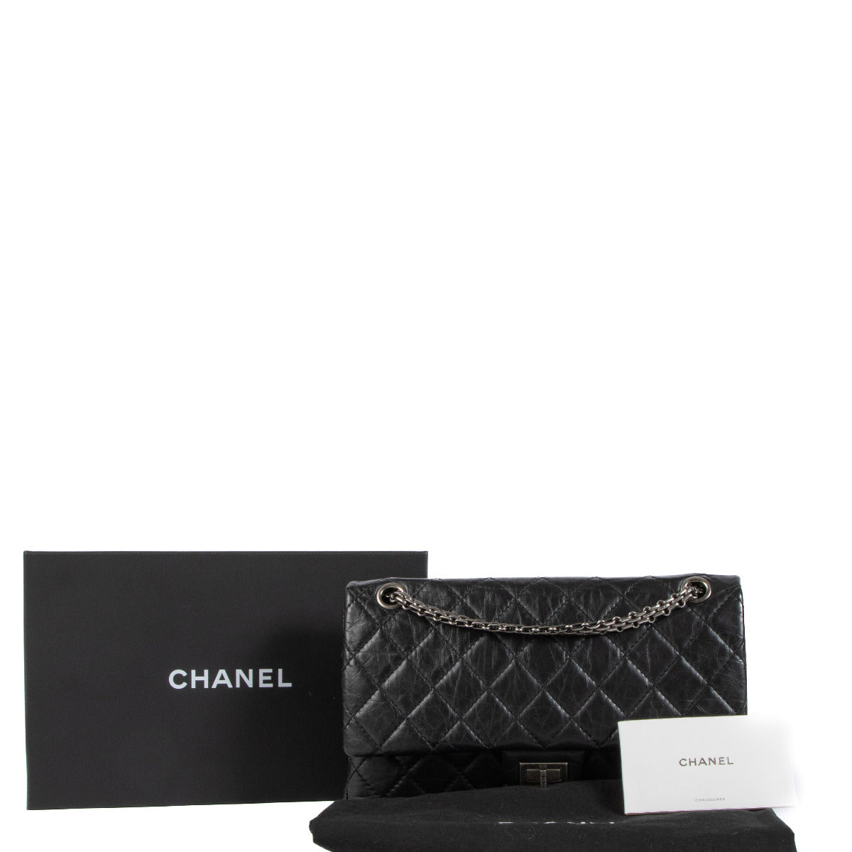 Chanel Black Aged Calfskin Medium 2.55 Bag