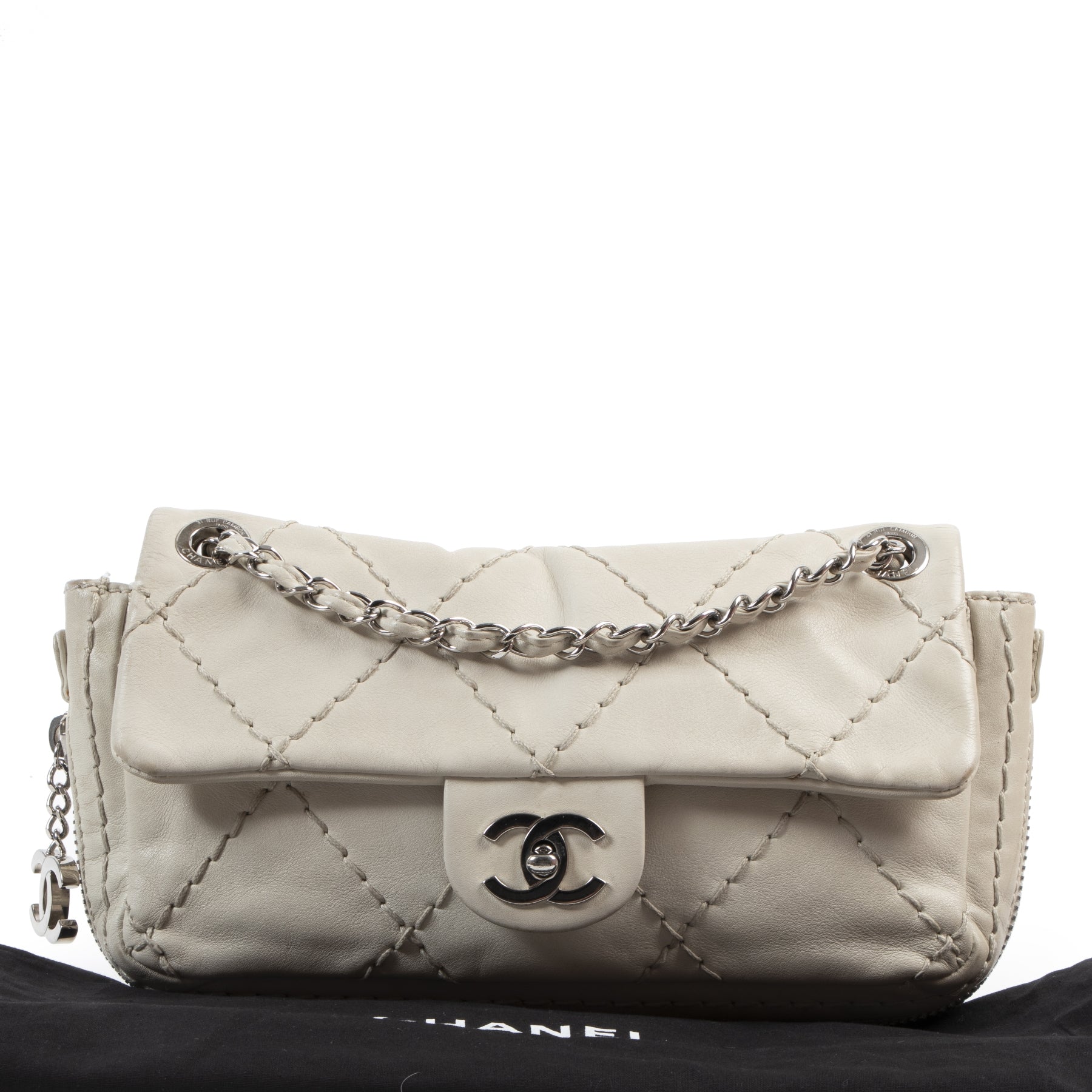 skip the waitinglist shop safe online Chanel Ivory Quilted Leather Flap Bag PHW