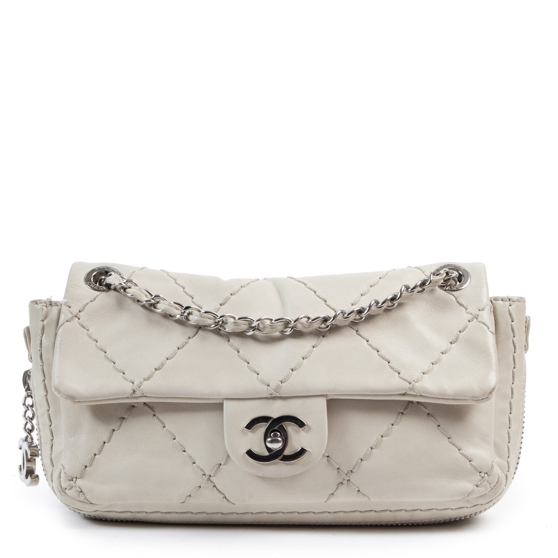 Chanel Ivory Quilted Leather Flap Bag PHW