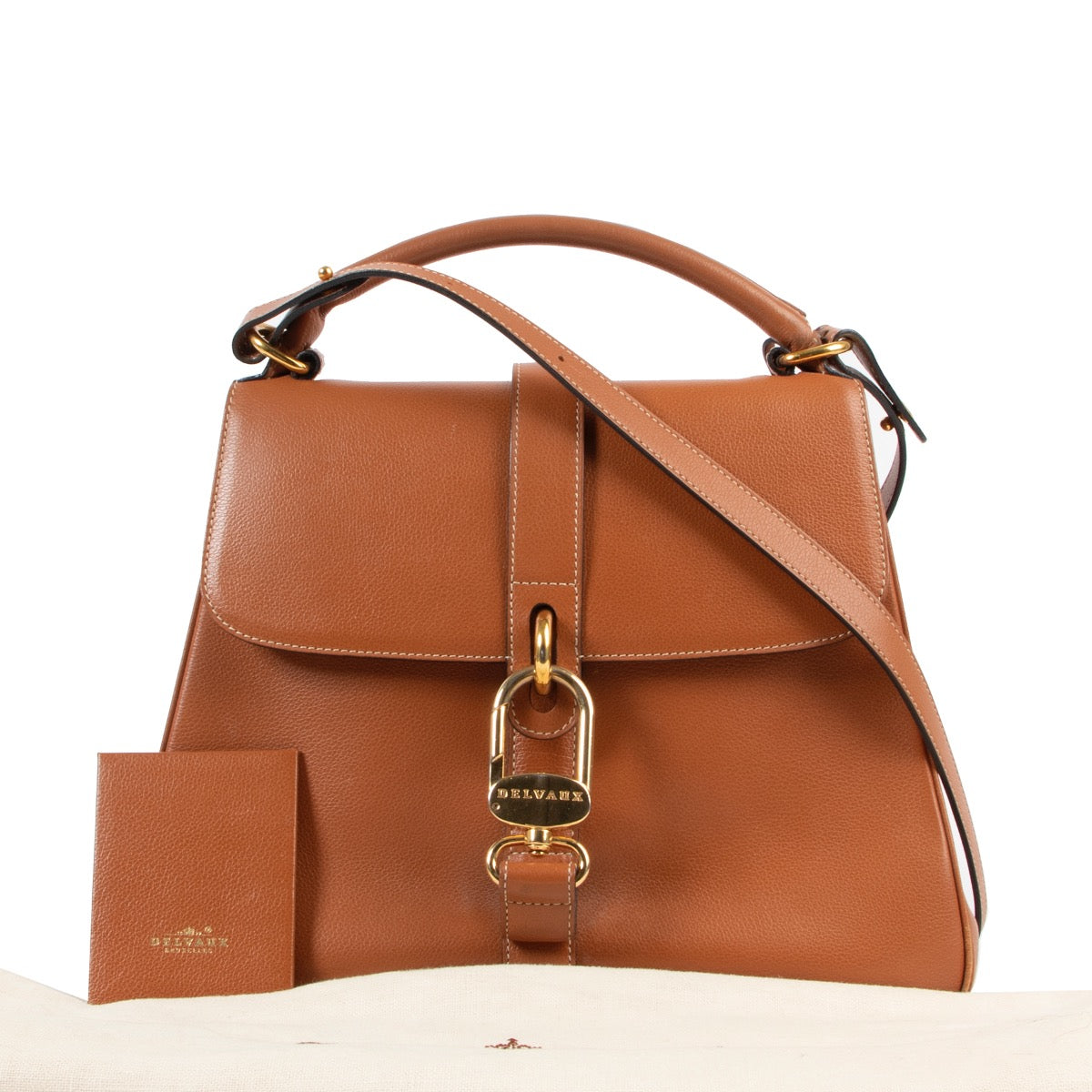 shop safe online 100% authentic Delvaux Cognac Gin Fizz Handbag