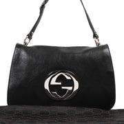 Authentic secondhand Gucci Black Leather GG Flap Shoulder Bag designer bags fashion luxury vintage webshop safe secure online shopping