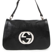 Authentieke Tweedehands Gucci Black Leather GG Flap Shoulder Bag juiste prijs veilig online shoppen luxe merken webshop winkelen Antwerpen België mode fashion