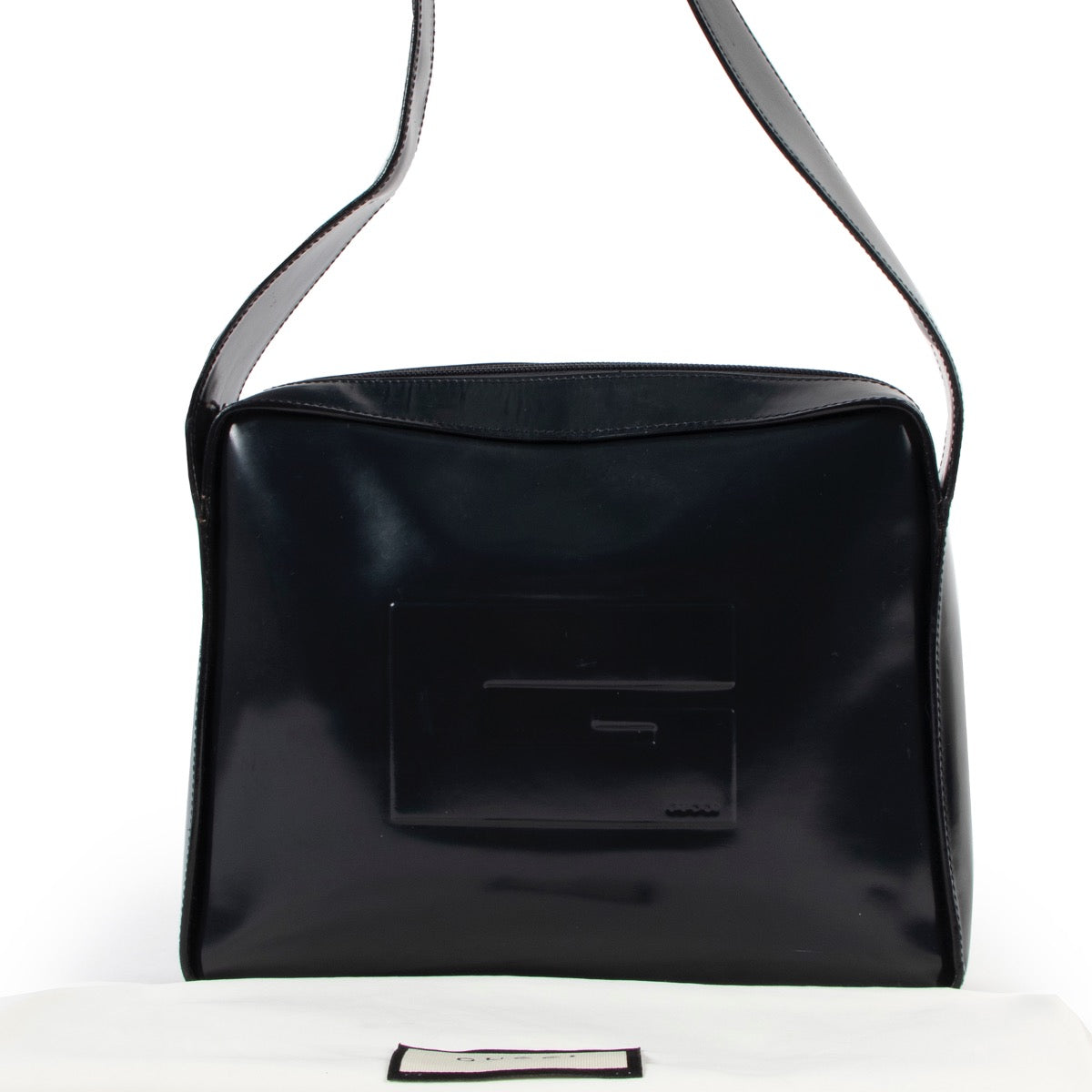 Authentic second hand Gucci 0013032 Vintage Petrol Polished Leather Shoulder Bag at Labellov in Antwerp, in very good condition.