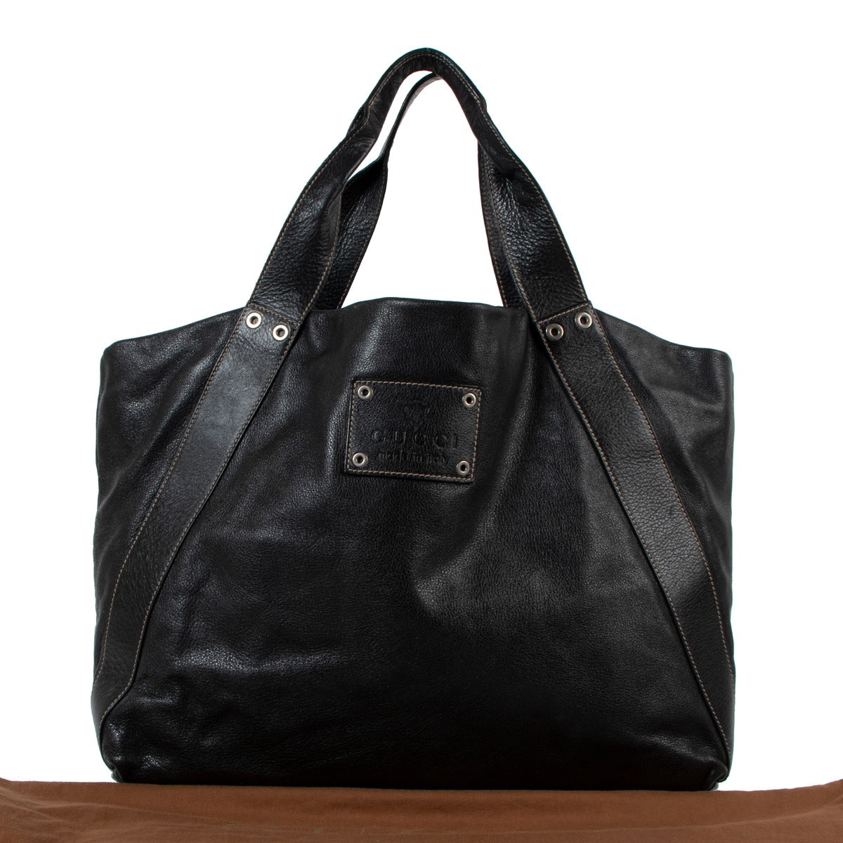 Gucci Black Large Leather Tote Bag