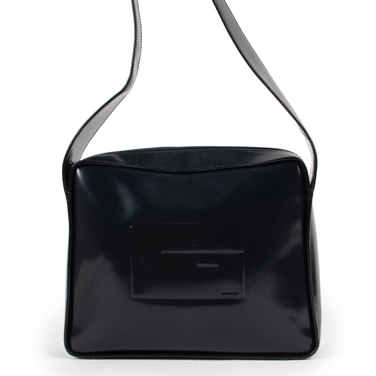 Authentic second hand Gucci 0013032 Vintage Petrol Polished Leather Shoulder Bag at Labellov in Antwerp, in very good condition.