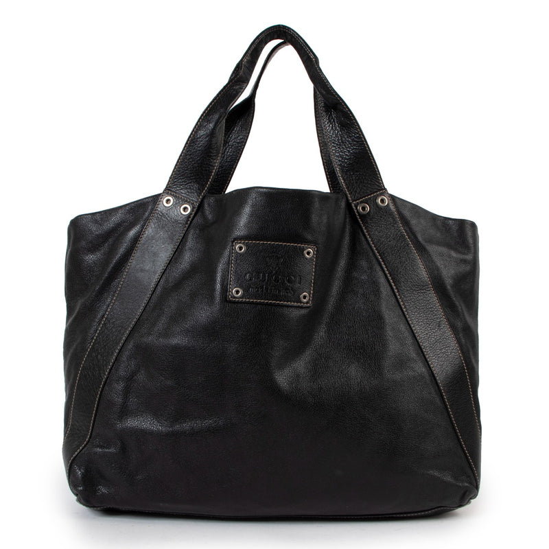 Gucci Black Large Leather Tote Bag