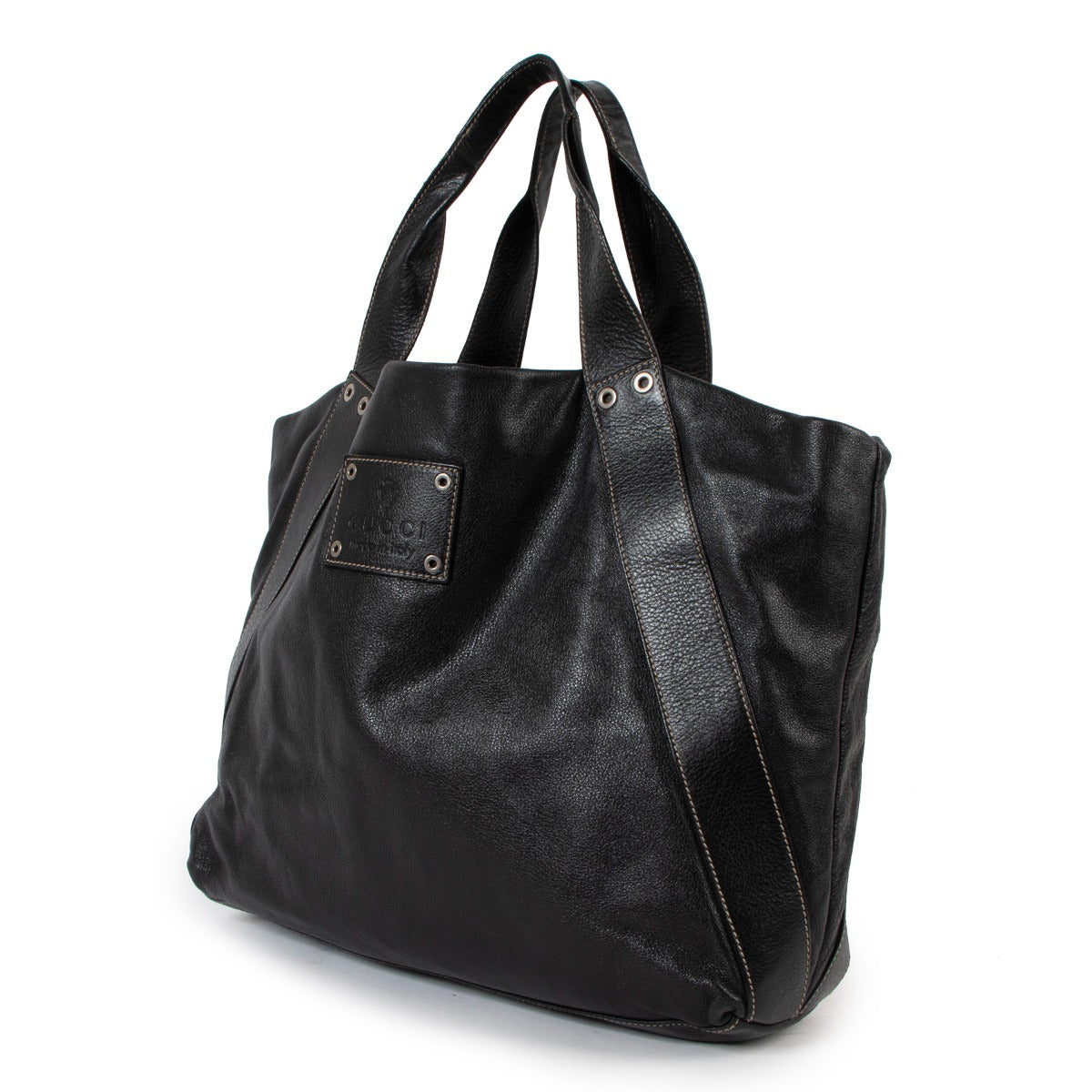 Gucci Zwarte Grote Leren Tote Tas