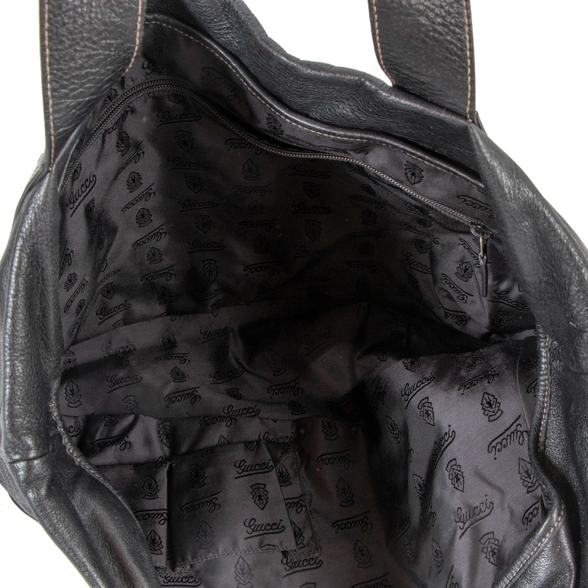 Gucci Zwarte Grote Leren Tote Tas