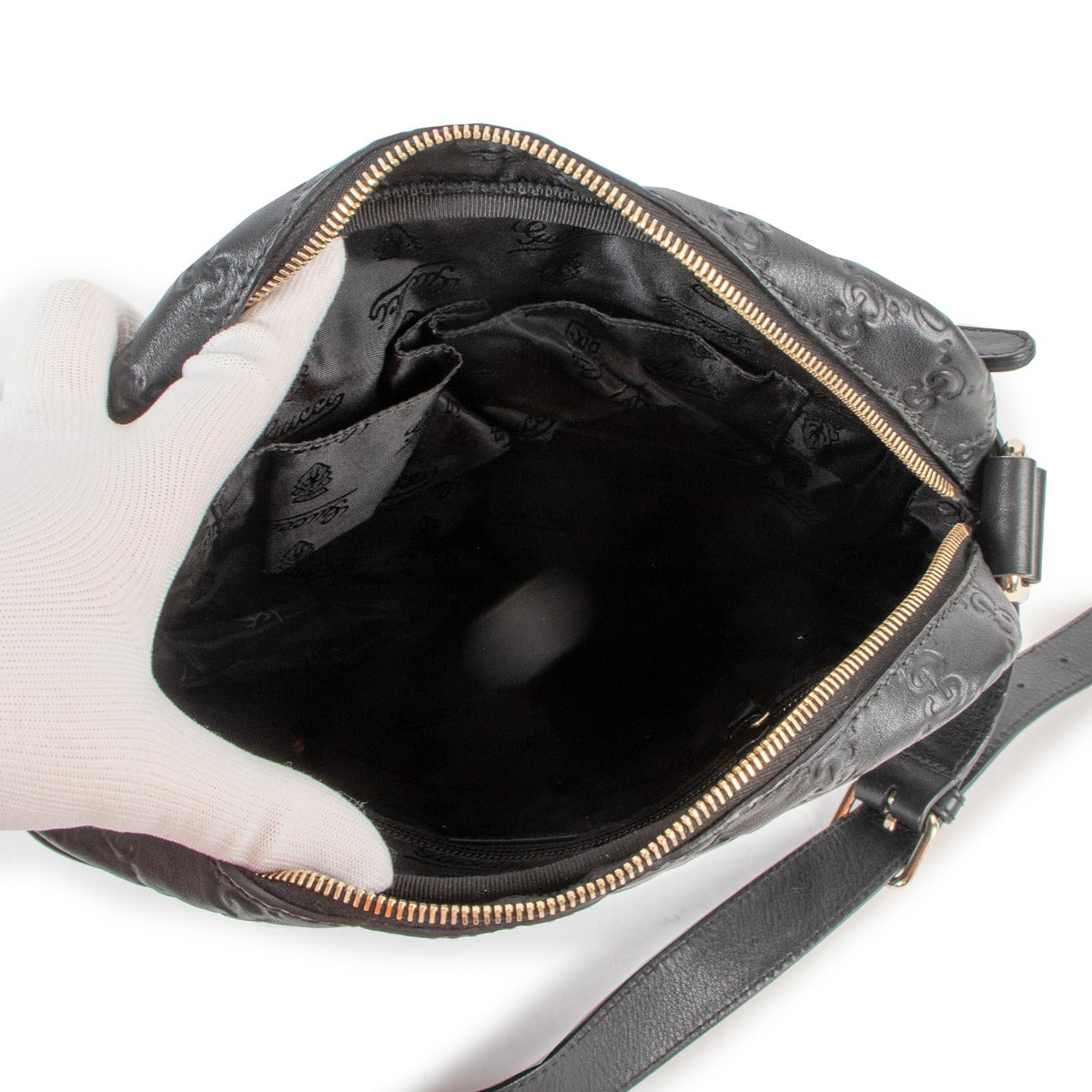 Gucci Zwarte Guccissima Leren Messenger Tas