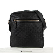 Gucci Black Guccissima Leather Messenger Bag