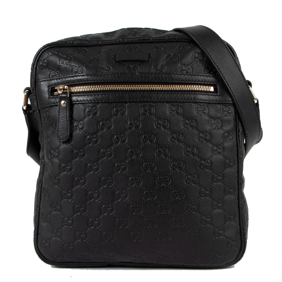Gucci Black Guccissima Leather Messenger Bag