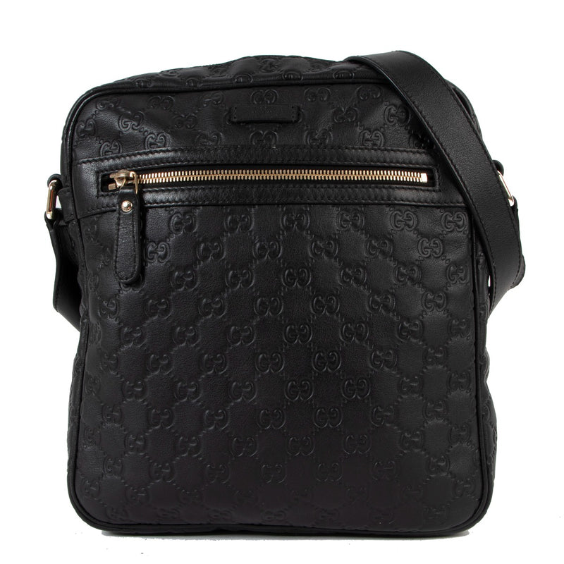 Gucci Black Guccissima Leather Messenger Bag