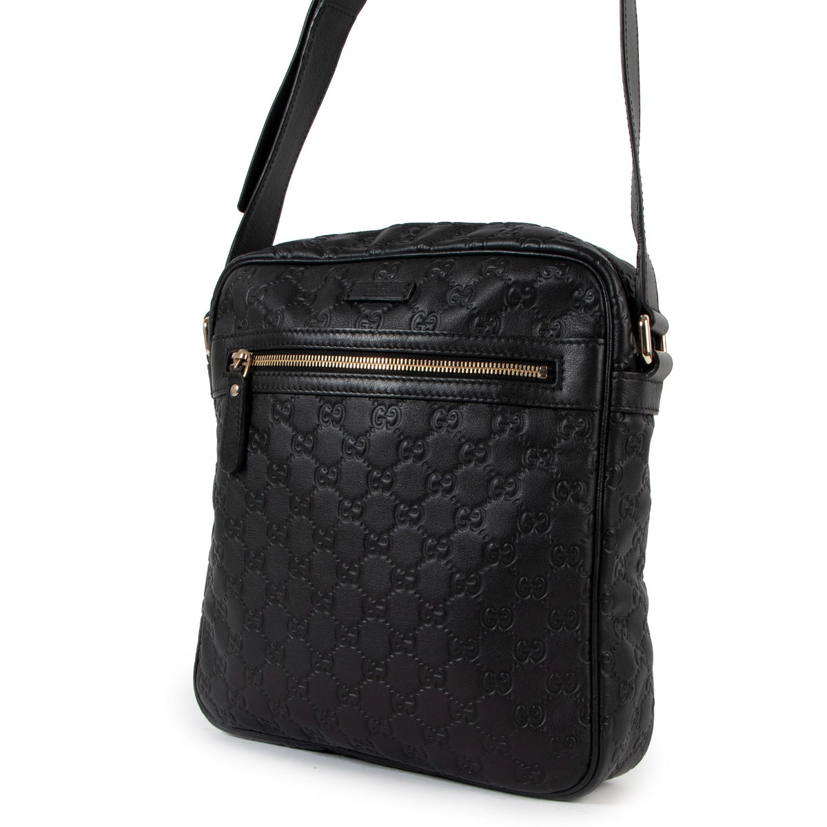 Gucci Zwarte Guccissima Leren Messenger Tas