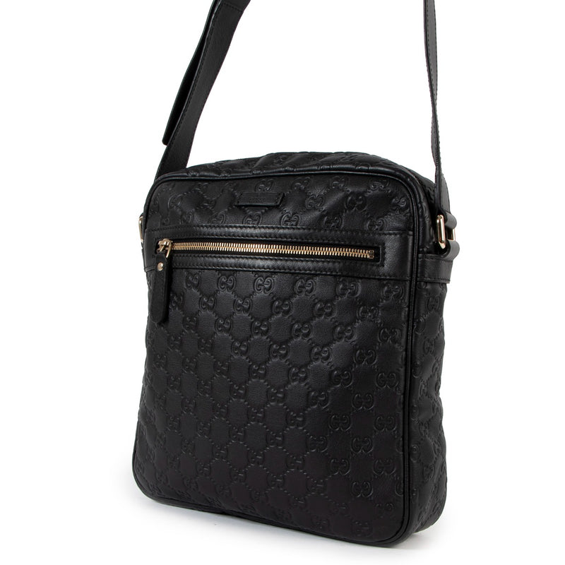 Gucci Black Guccissima Leather Messenger Bag