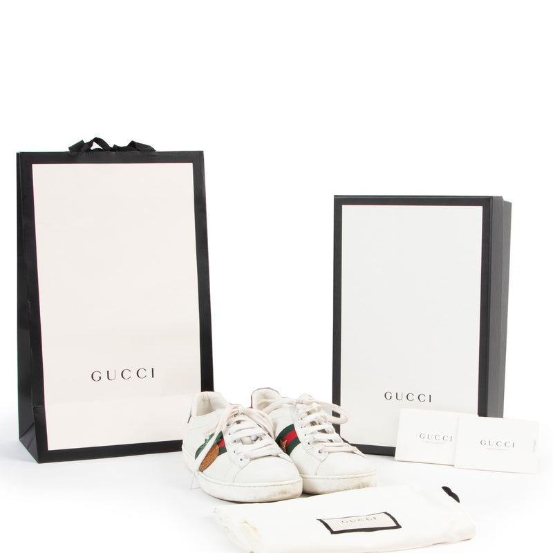 Gucci White Ace Embroidered Sneaker - size 37