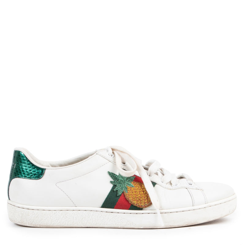 Gucci White Ace Embroidered Sneaker - size 37