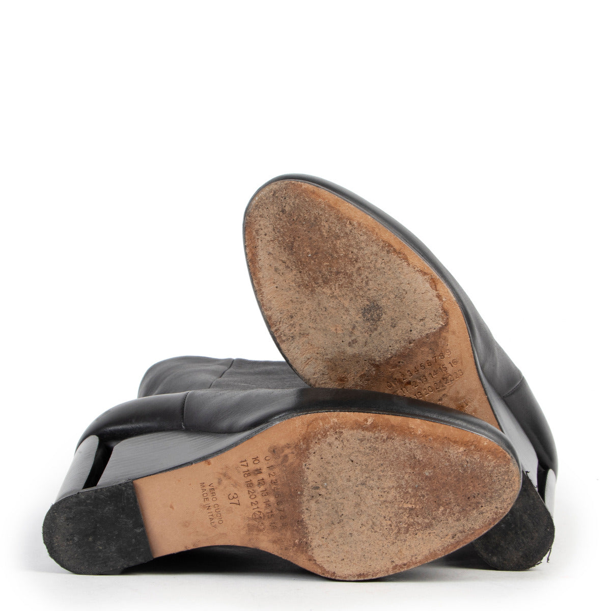 Bottes compensées en cuir noir Maison Martin Margiela - taille 37