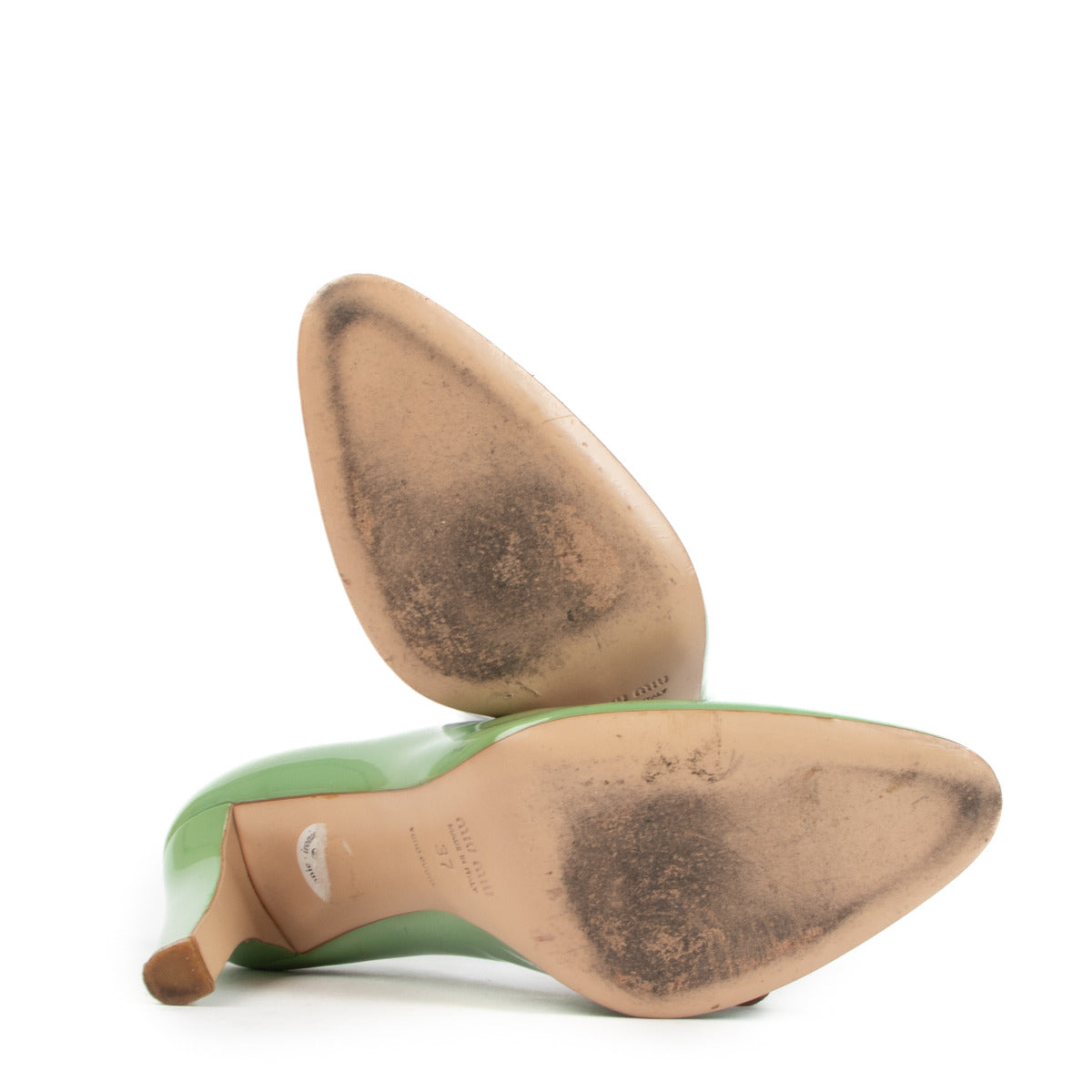 Escarpins Miu Miu en cuir verni vert – Taille 37