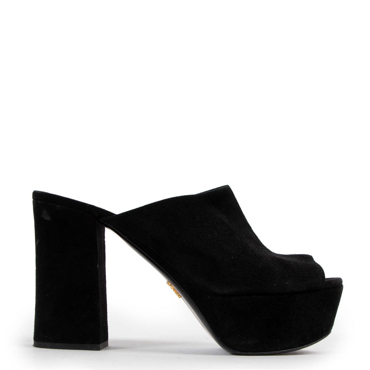 Prada Black Suede Platform Mules