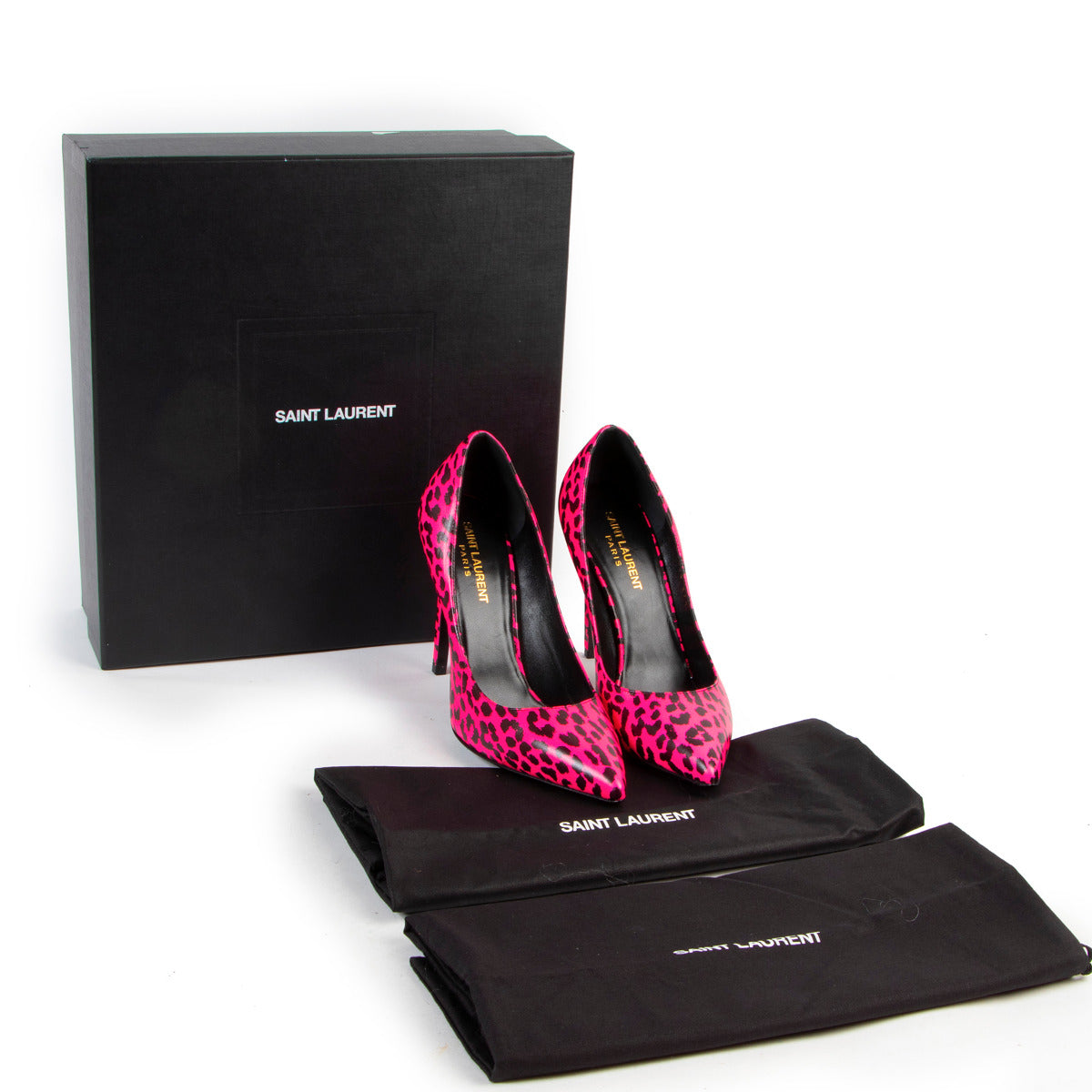 Saint Laurent Neon Pink Leopard Print Pumps - size 37.5 for the best price at labellov secondhand luxury in Antwerp