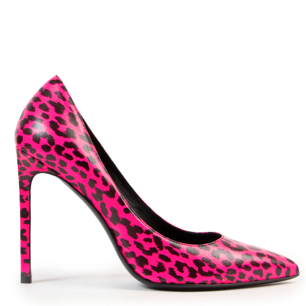 Saint Laurent Neon Pink Leopard Print Pumps - size 37.5