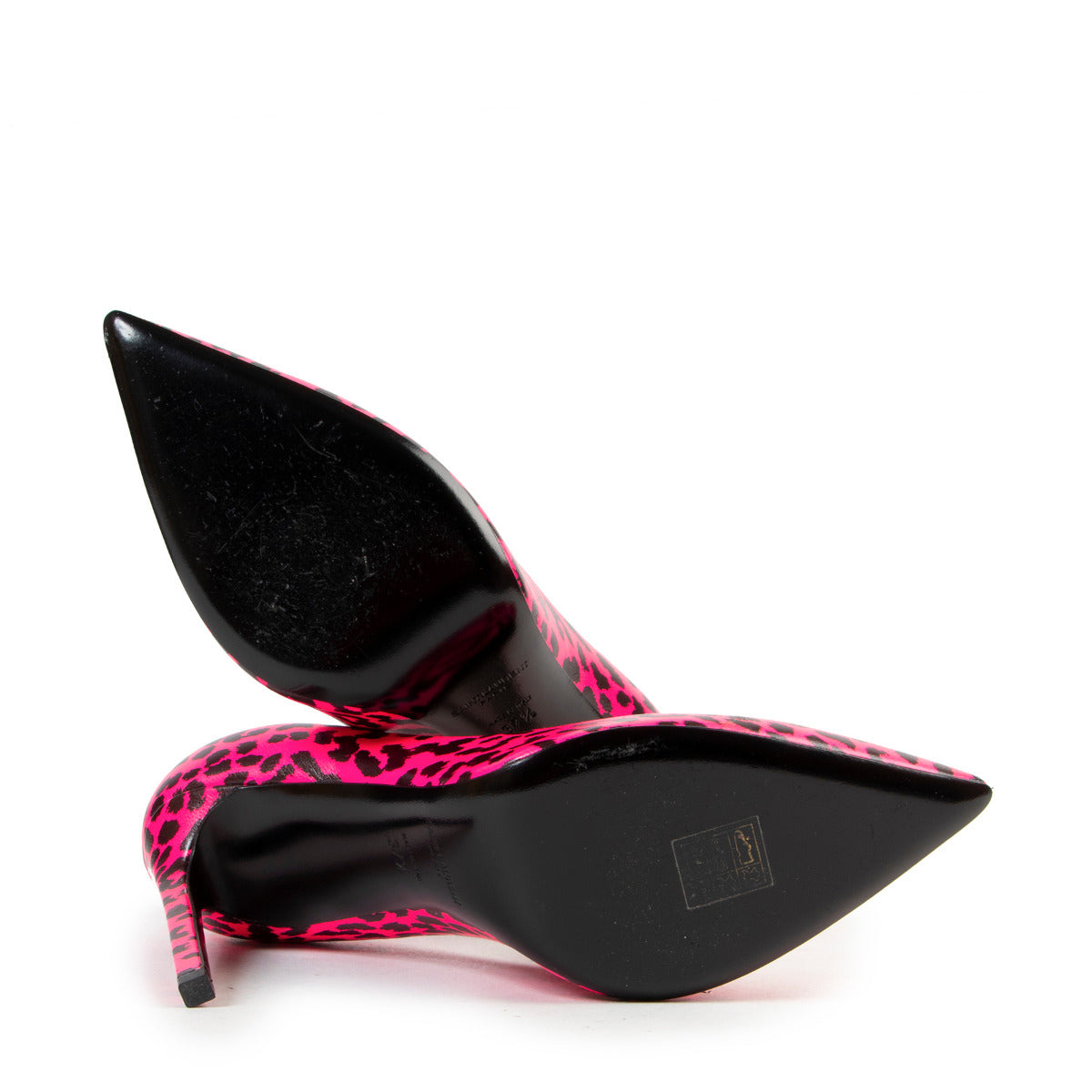 Escarpins Saint Laurent imprimé léopard rose fluo - taille 37.5