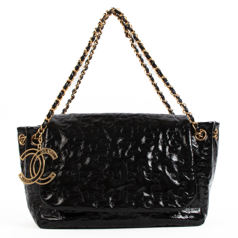 shop 100% authentic second hand Chanel Black Patent Leather Puzzle Shoulder Bag on Labellov.com