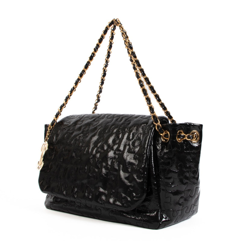 shop 100% authentic second hand Chanel Black Patent Leather Puzzle Shoulder Bag on Labellov.com