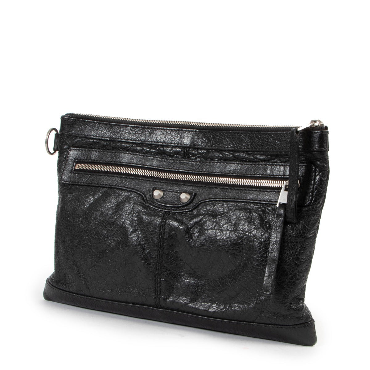 Balenciaga clutch in black shiny leather now online for sale