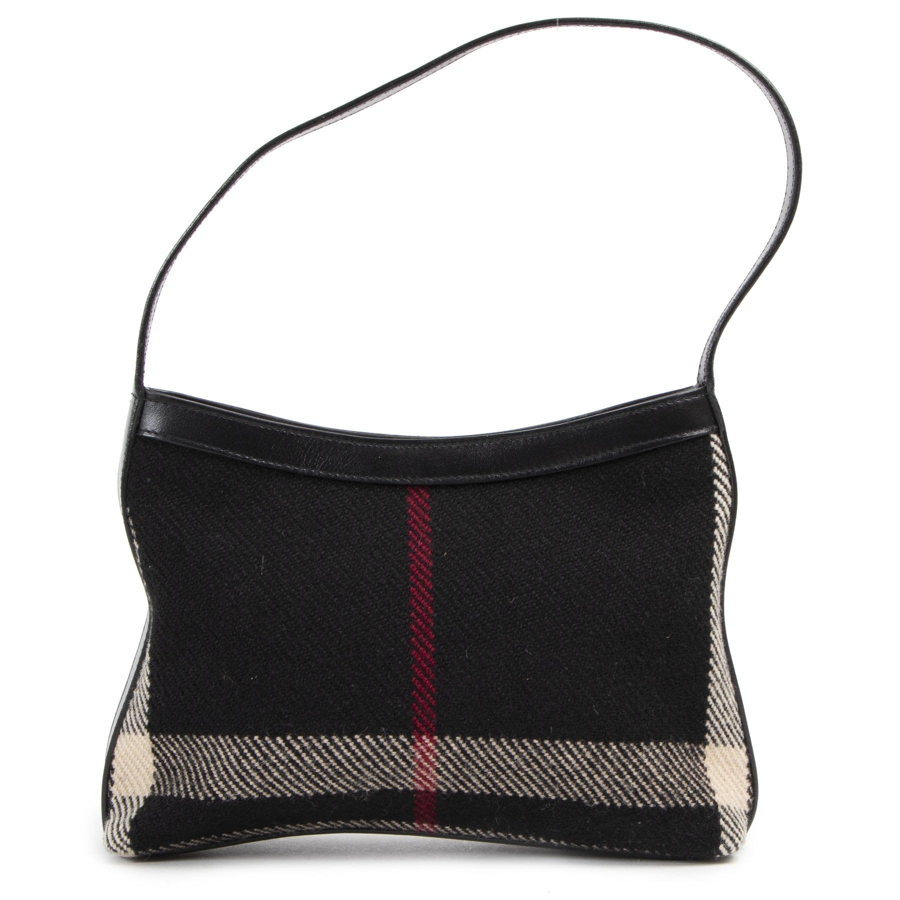 Burberry Black Check Wool Shoulder Bag aan de beste prijs te koop bij Labellov in Antwerpen