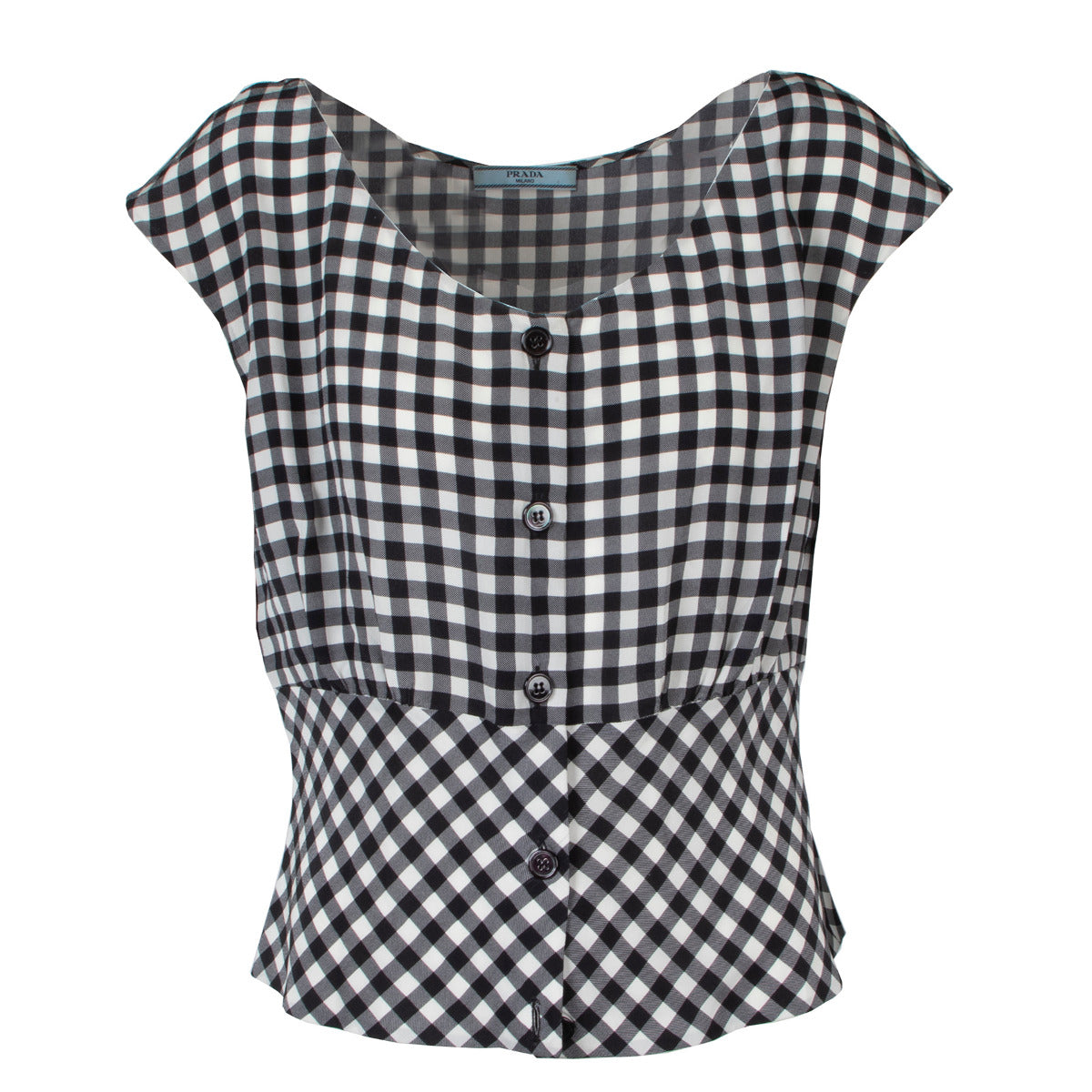 Prada zijden top met gingham-ruit - Maat IT44