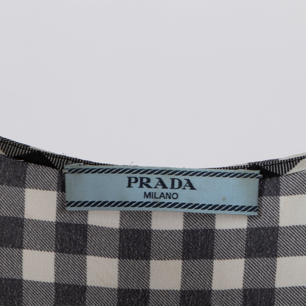 Prada zijden top met gingham-ruit - Maat IT44