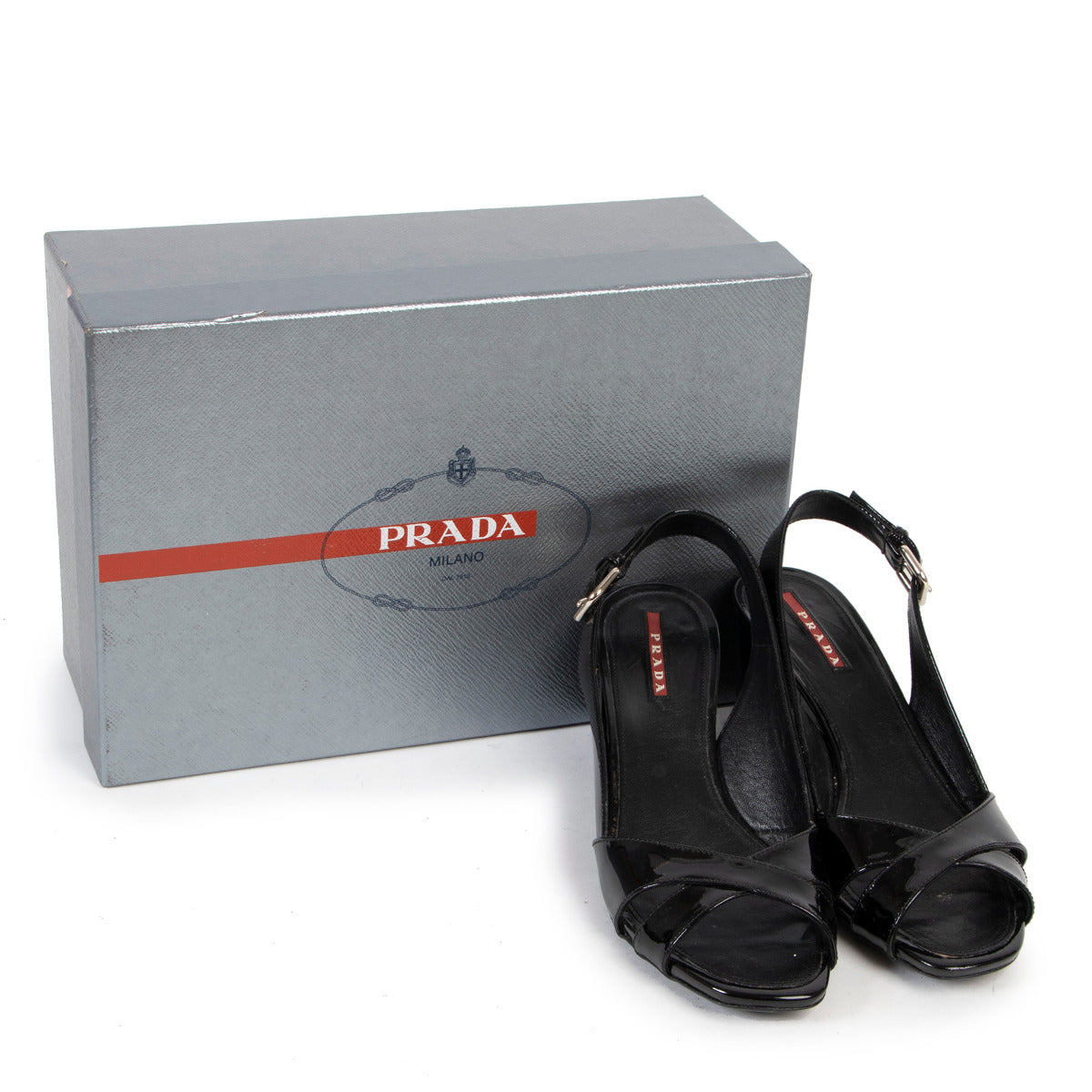 Prada Black Sixties Sling Vernis Pumps - size 38,5
