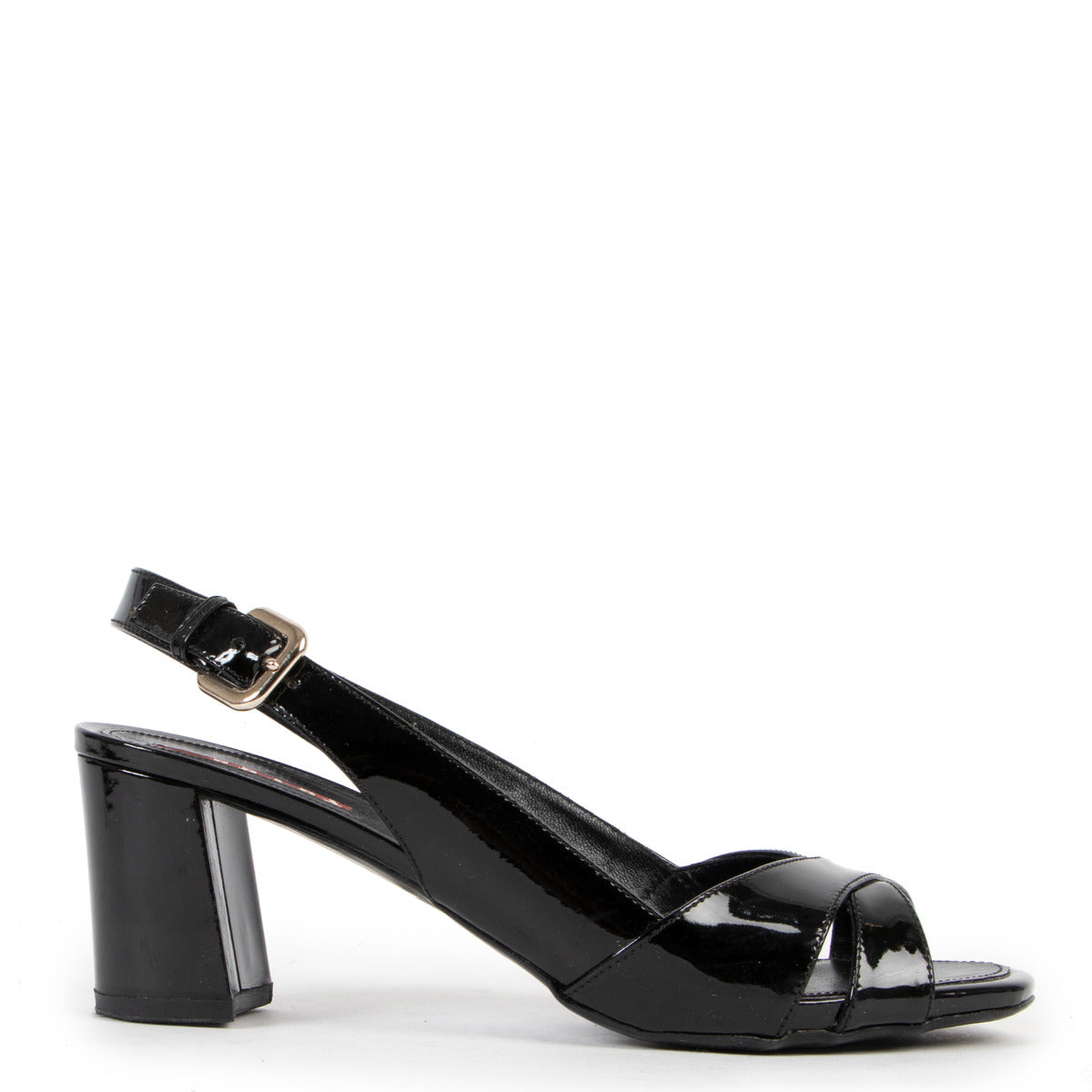 Prada Black Sixties Sling Vernis Pumps - size 38,5