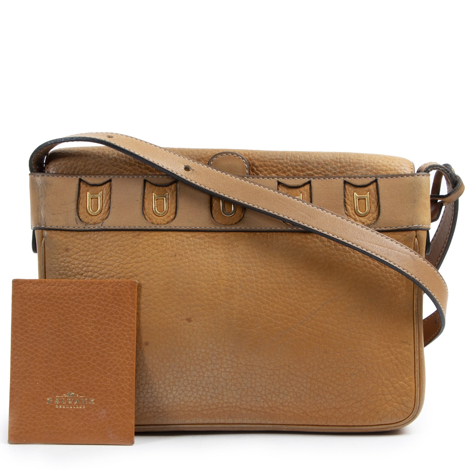 Authentieke Tweedehands Delvaux Cognac Leather Crossbody Bag designer bags fashion luxury vintage webshop safe secure online shopping