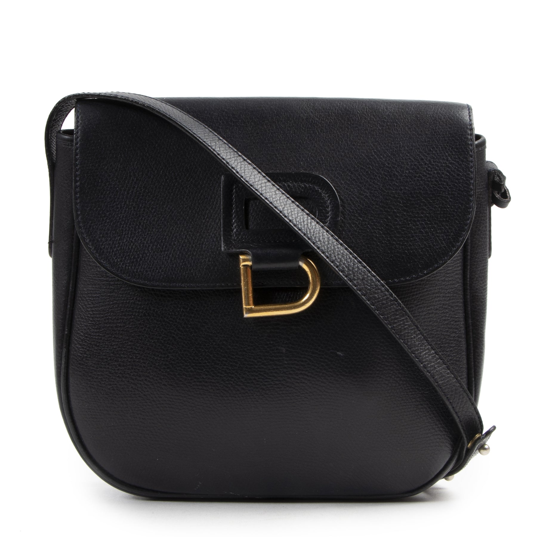 Delvaux Dark Blue Cross-body vintage Bag. Authentieke tweedehands Delvaux handtassen bij LabelLOV Antwerpen. Authentique seconde-main luxury en ligne webshop LabelLOV. Authentic preloved Delvaux handbags at LabelLOV Antwerp.