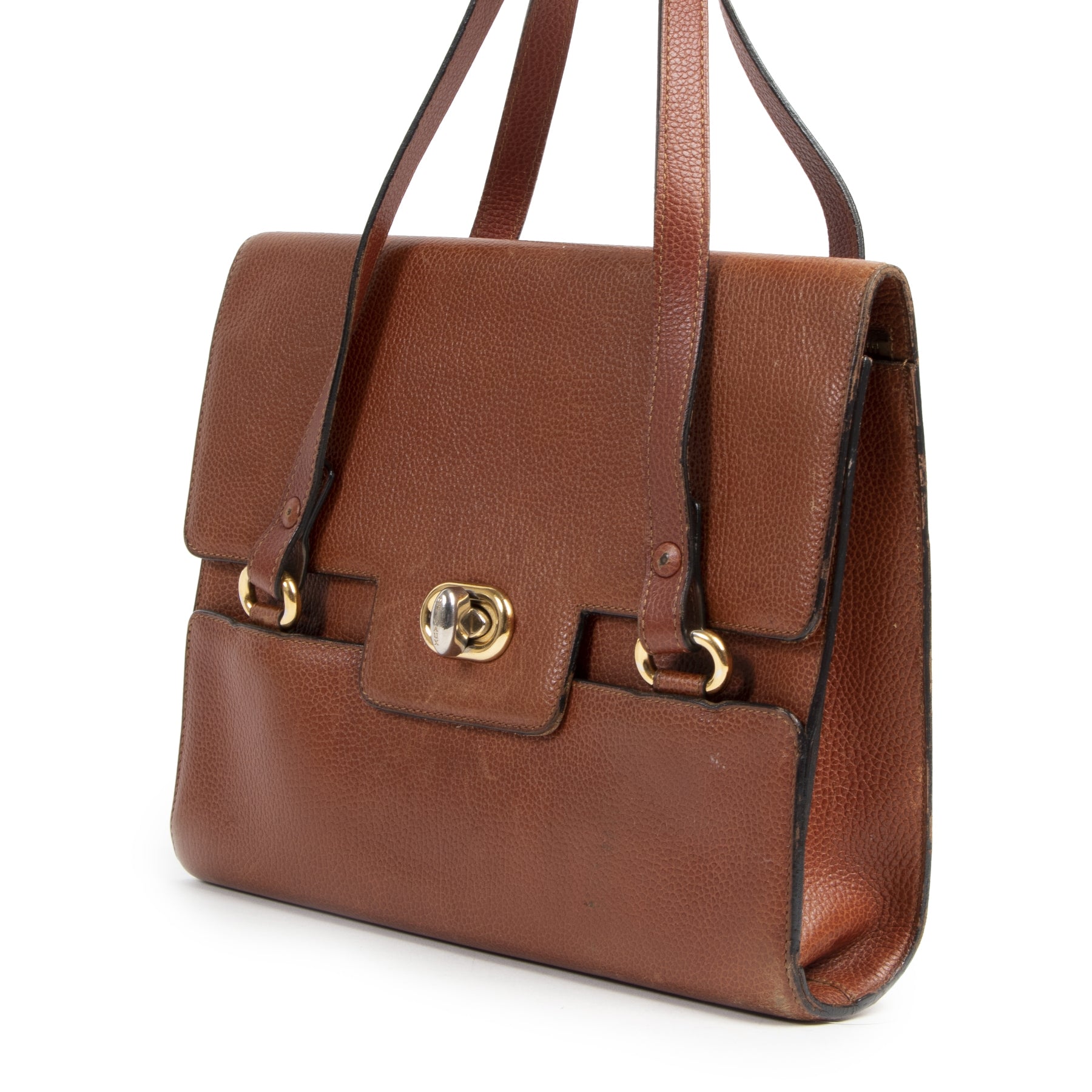 Delvaux Brown Shoulder Bag. Authentieke tweedehands Delvaux handtassen bij LabelLOV Antwerpen. Authentique seconde-main luxury en ligne webshop LabelLOV. Authentic preloved Delvaux handbags at LabelLOV Antwerp.