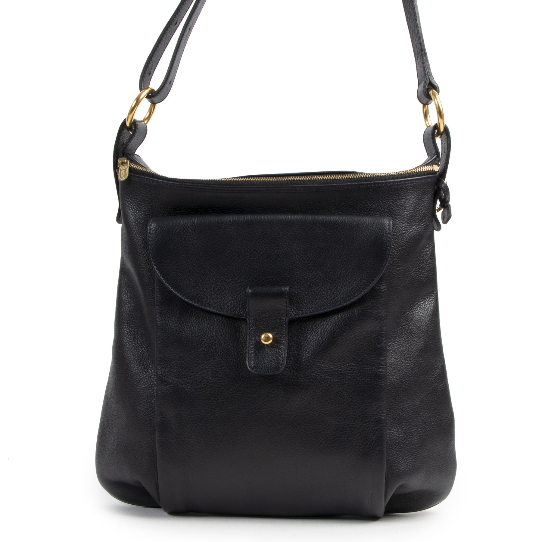 Delvaux Dark Blue Shoulder Bag. Authentieke tweedehands Delvaux handtassen bij LabelLOV Antwerpen. Authentique seconde-main luxury en ligne webshop LabelLOV. Authentic preloved Delvaux handbags at LabelLOV Antwerp.