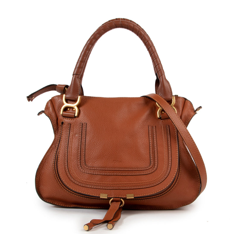 Chloé Marcie Medium Chestnut Brown Shoulder Bag for the best price at Labellov secondhand luxury in Antwerp Belgium