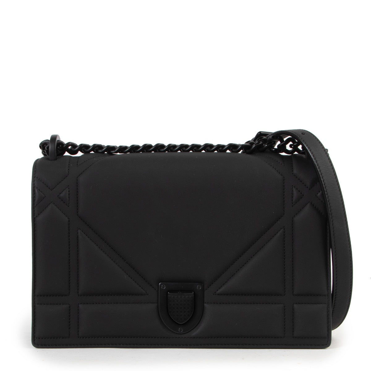 Dior All Black Calfskin Diorama Flap Bag