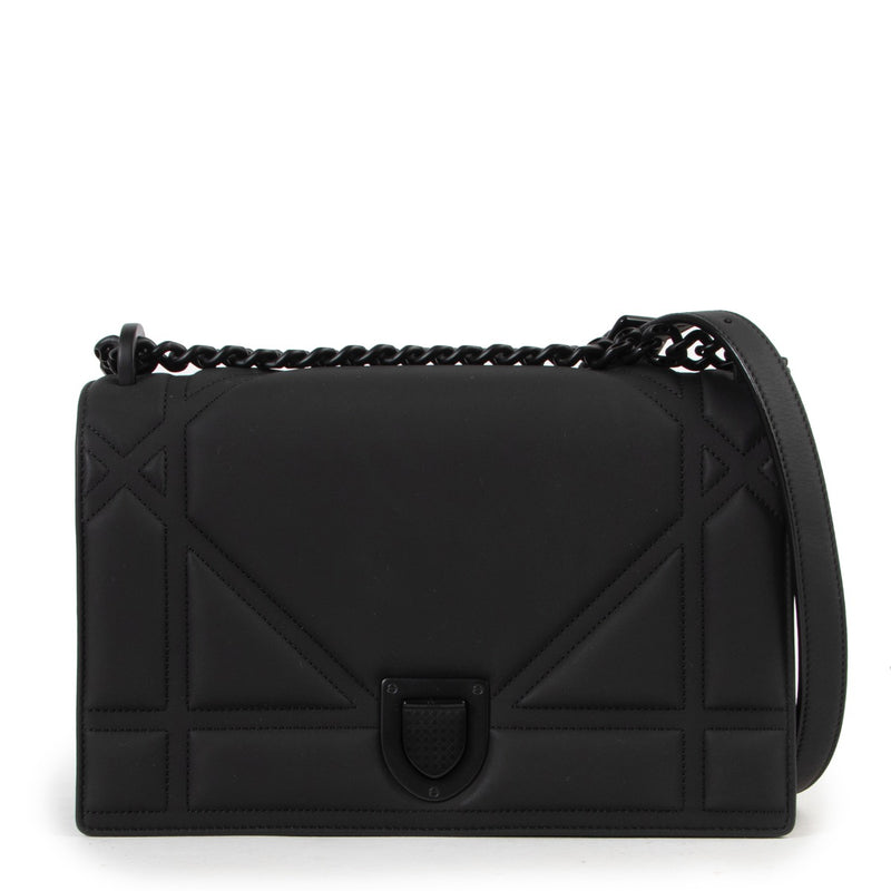 Dior All Black Calfskin Diorama Flap Bag
