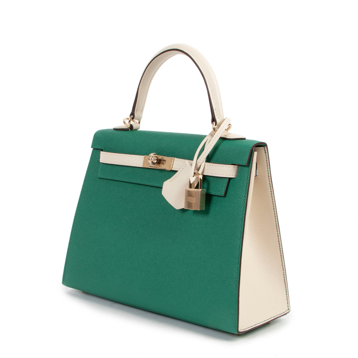 Hermès Kelly Sellier 25 Perso Veau Epsom Vertigo / Craie GHW