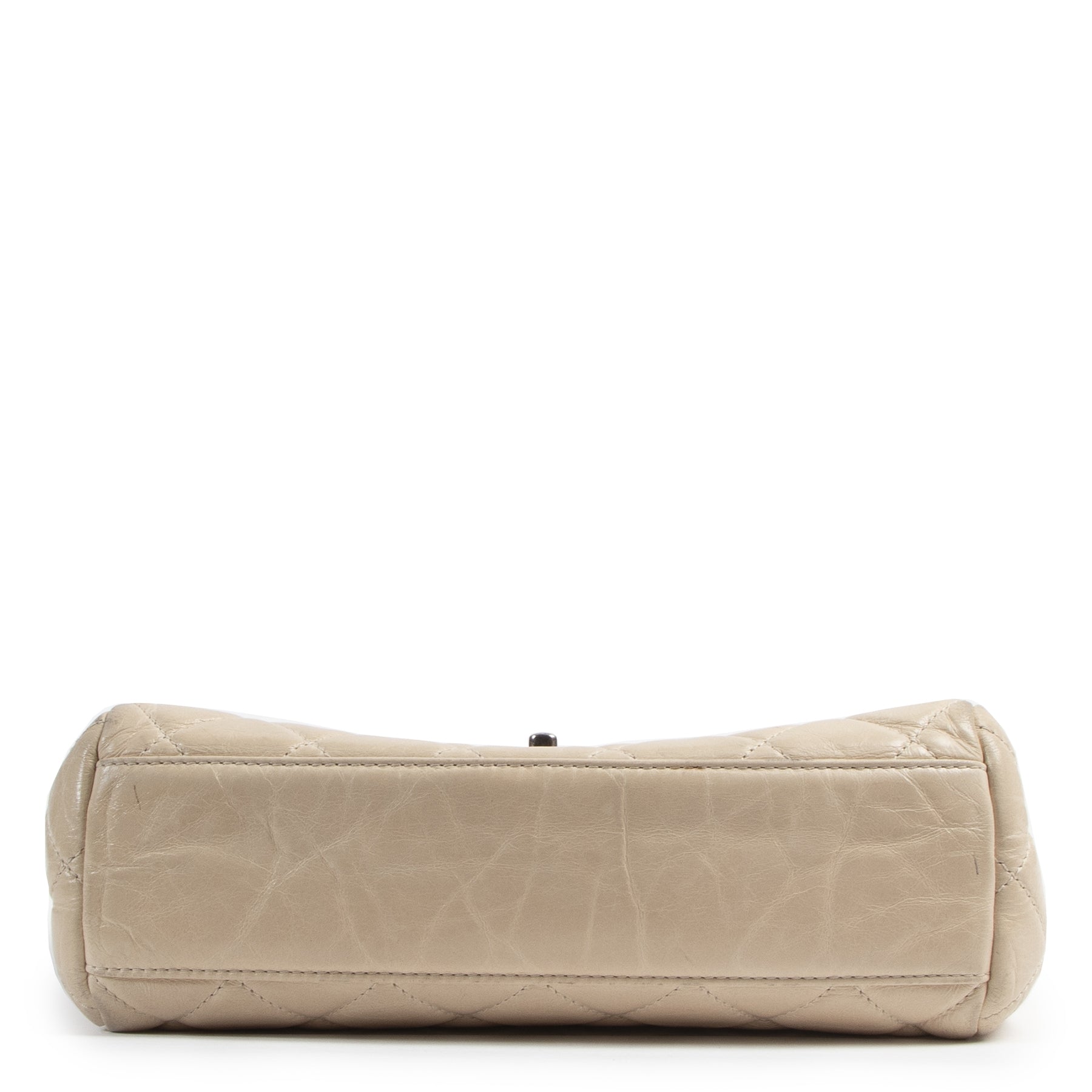 Chanel Cream Distressed Leather Flap Bag for sale online at Labellov