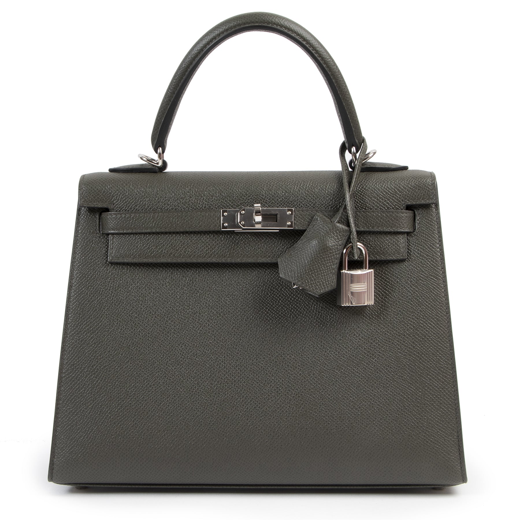 we buy and sell your authentic Hermès Kelly 25 Epsom Veau Vert de Gris PHW